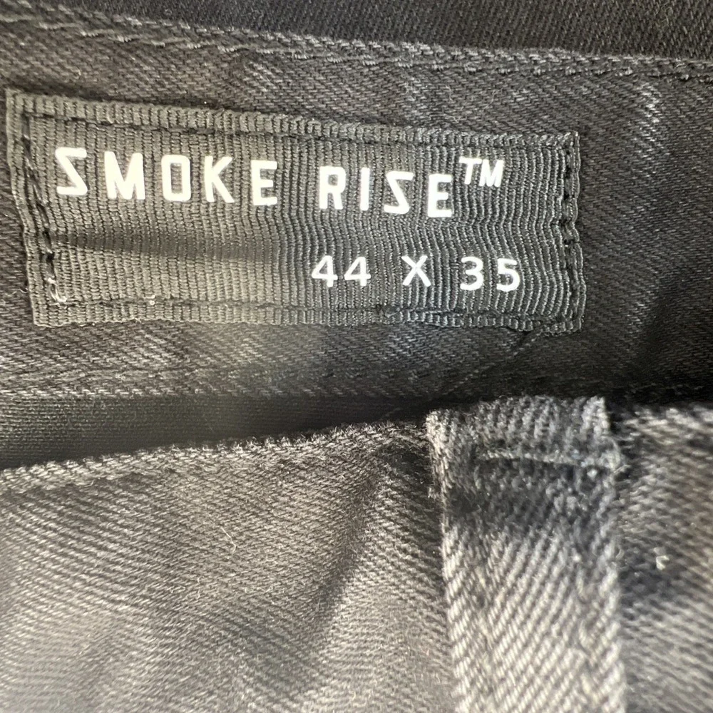 Smoke Rise Moto Biker Jeans Black Slash Zip Denim Men's 44x35 Stretch Streetwear